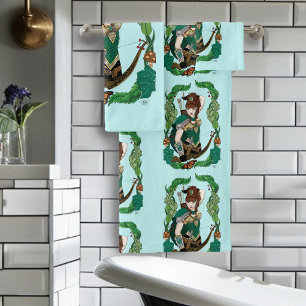 Enchanted Green Fantasy Woodland Archer Elf Bath Towel Set