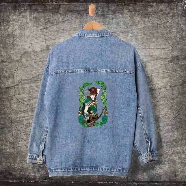 Enchanted Green Fantasy Woodland Archer Elf Denim Jacket (Creator Uploaded)