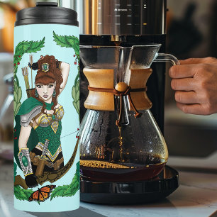 Enchanted Green Fantasy Woodland Archer Elf Thermal Tumbler