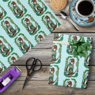 Enchanted Green Fantasy Woodland Archer Elf Wrapping Paper