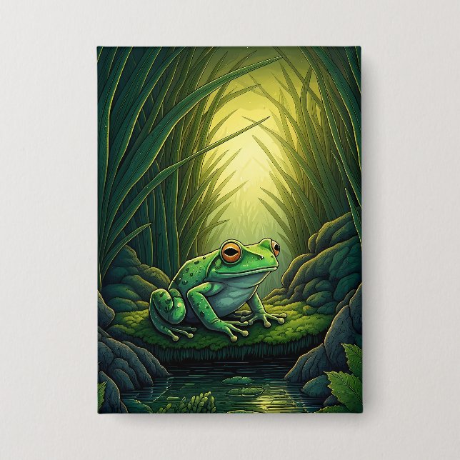 Enchanted Green Frog in a Forest (Front)