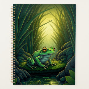 Enchanted Green Frog in a Forest Planner