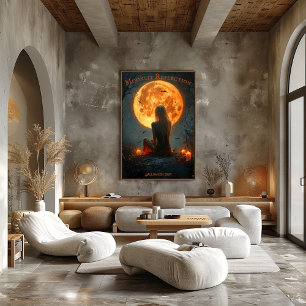 Enchanted Halloween with Full Moon, Candles & Bats Poster