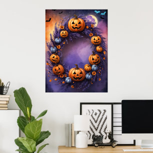 Enchanted Halloween Wreath Poster