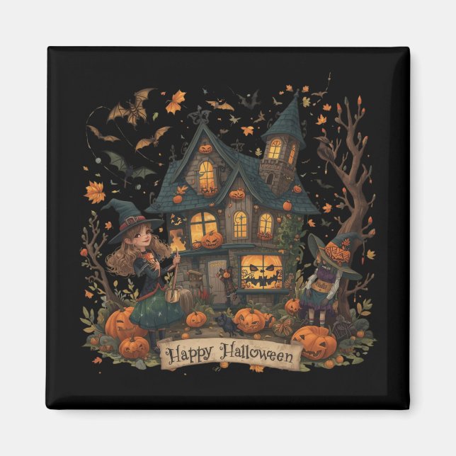 Enchanted Haunted House Halloween Magnet (Front)