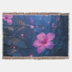 Enchanted Hibiscus Dreamscape  Throw Blanket