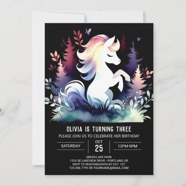 Enchanted Horse Birthday Invitation (Front)