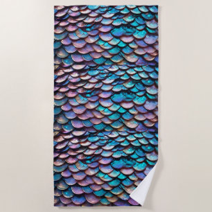 Enchanted Hues: Allure of Pastel Mermaid Scales Beach Towel