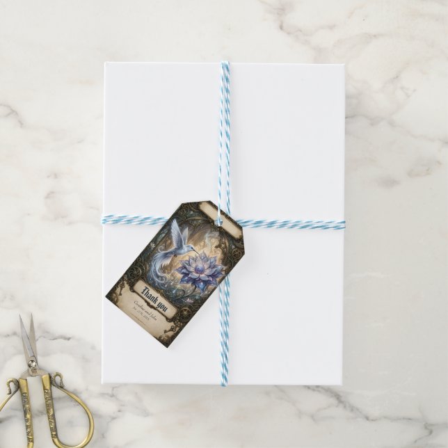 Enchanted Hummingbird & Moon Blossom Gift Tags (With Twine)