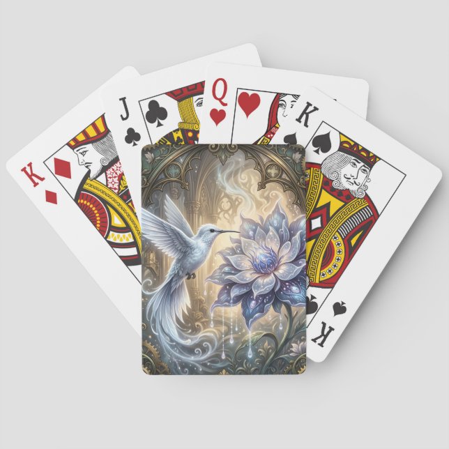Enchanted Hummingbird & Moon Blossom.  Playing Cards (Back)