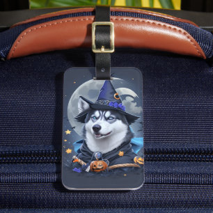 Enchanted Husky Dog: Magical Halloween Delight Luggage Tag
