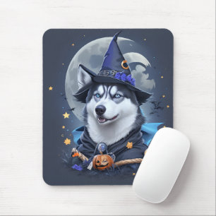 Enchanted Husky Dog: Magical Halloween Delight Mouse Pad