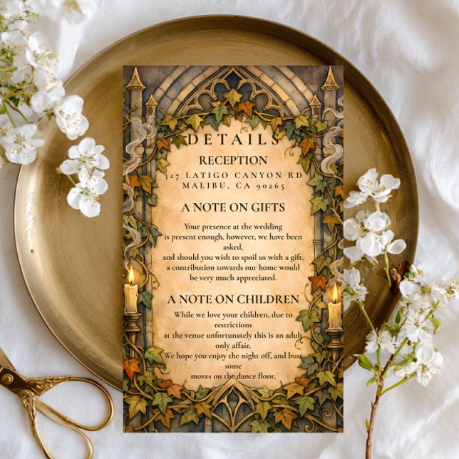 Enchanted Ivy Gothic Autumn Wedding Enclosure Card (Creator Uploaded)