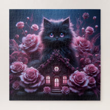 Enchanted Kitten Haven: 3D Dark Fantasy Art Print