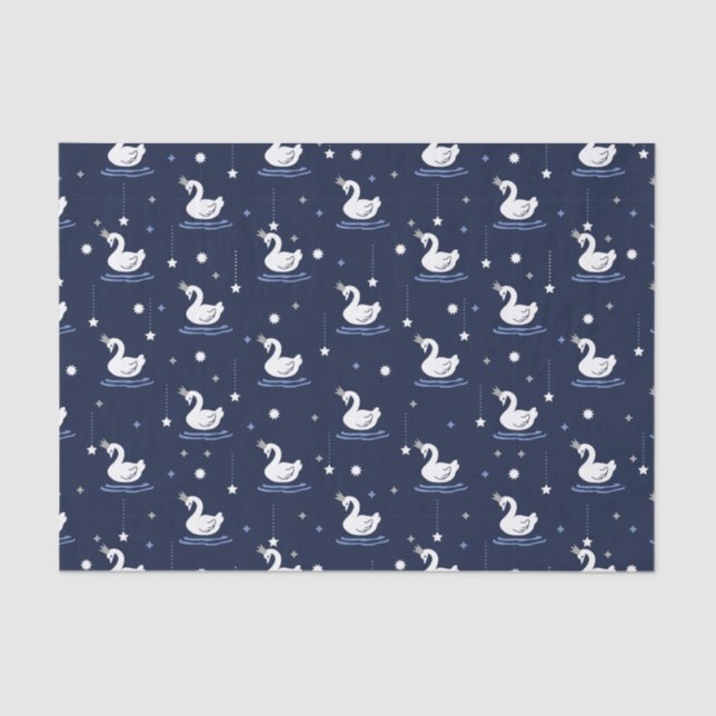 Enchanted Lake - Graceful Swan Pattern Design Tissue Paper (Front)