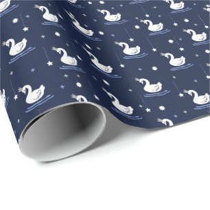 Enchanted Lake - Graceful Swan Pattern Design Wrapping Paper