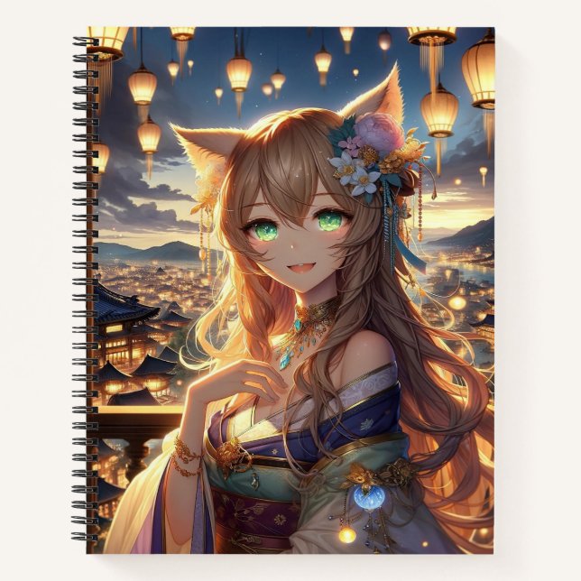 Enchanted Lantern Festival Catgirl Notebook (Front)