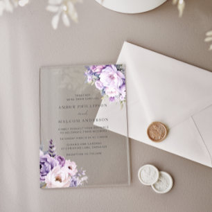 Enchanted Lavender Haze Floral Wedding Acrylic Invitations