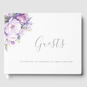 Enchanted Lavender Purple Floral Wedding Guest Book