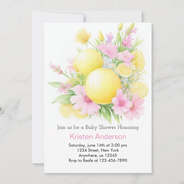 Enchanted Lemon Grove Dreamy Girl Baby Shower Invitation (Front)