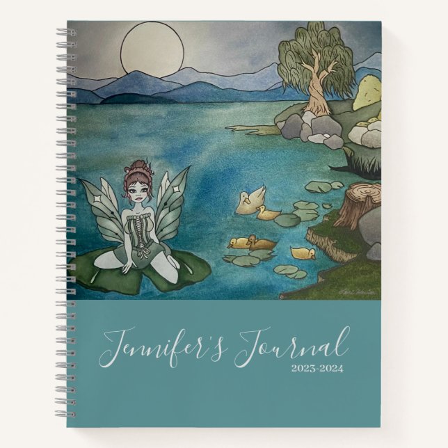 "Enchanted Lily Pond" Personalised Journal (Front)