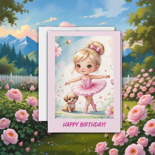 Enchanted Little Prima Ballerina & Puppy Card (Creator Uploaded)