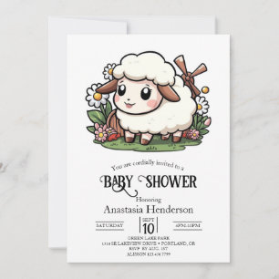 Enchanted Little Sheep Baby Shower Invitation