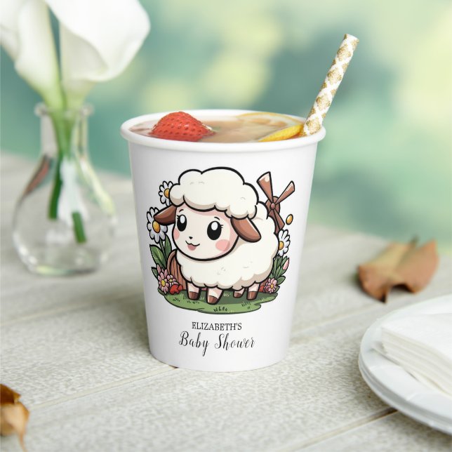 Enchanted Little Sheep Baby Shower Paper Cups (Insitu)