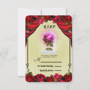 Enchanted Magical Rose Yellow & Red Roses RSVP Card