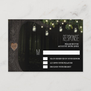 Enchanted Mason Jar Oak Tree Wedding RSVP Cards