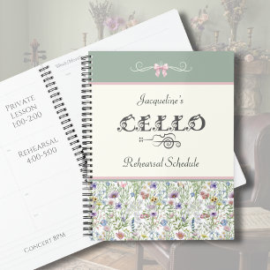 Enchanted Meadow Cello Rehearsal Planner Floral