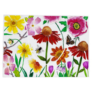 Enchanted Meadow Watercolor Floral Gift Bag