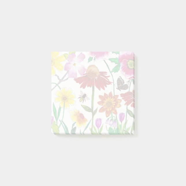 Enchanted Meadow Wildflower Art Sticky Notes (Front)