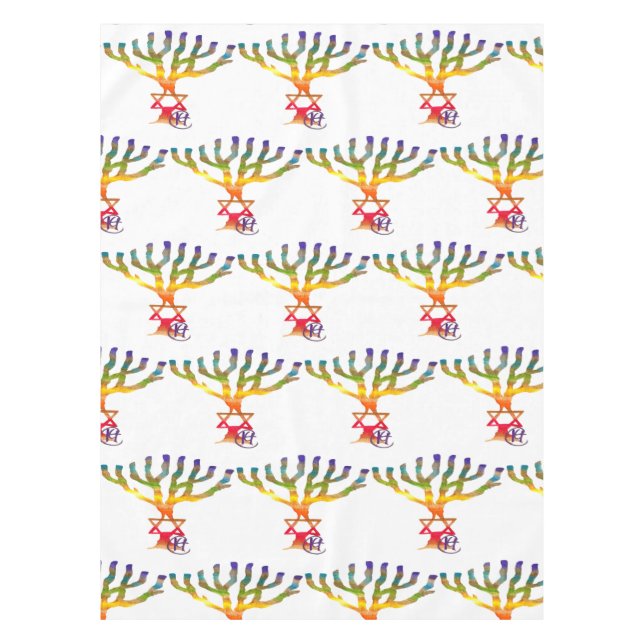 Enchanted Menorah Tree Stump Tablecloth (Front)