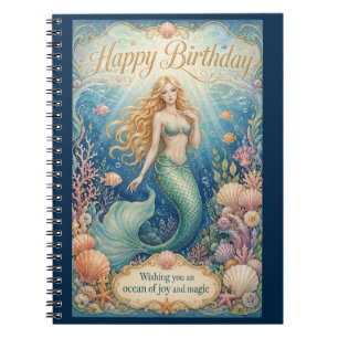 Enchanted Mermaid Birthday Beneath the Waves Notebook