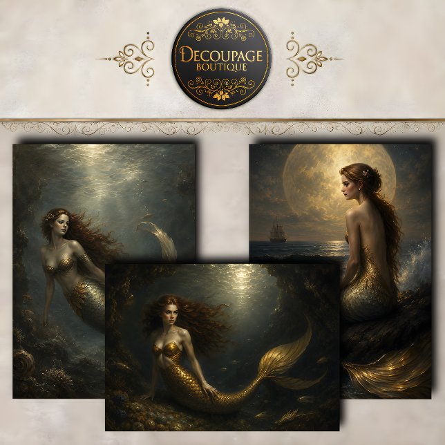Enchanted Mermaid Collection Decoupage Wrapping Paper Sheet (Enchanted Mermaid Collection Decoupage Wrapping Paper Sheets)