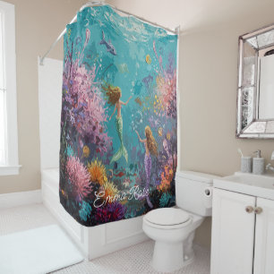 Enchanted Mermaid Underwater Scene Shower Curtain