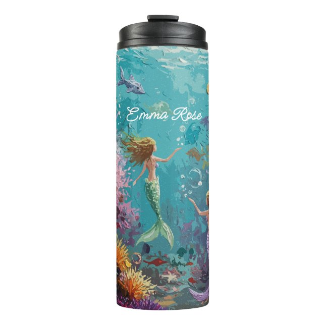 Enchanted Mermaid Underwater Scene Thermal Tumbler (Front)