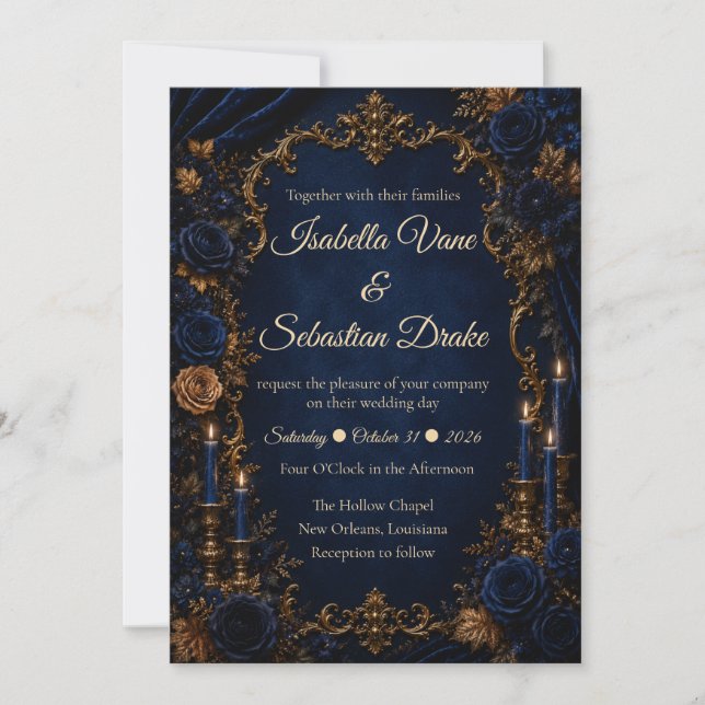 Enchanted Midnight Autumn Elegance Wedding Invitation (Front)