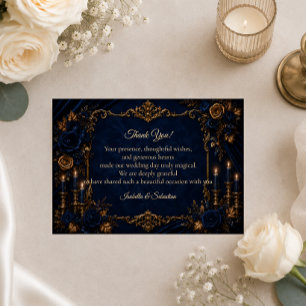 Enchanted Midnight Blue Autumn Wedding Thank You Card
