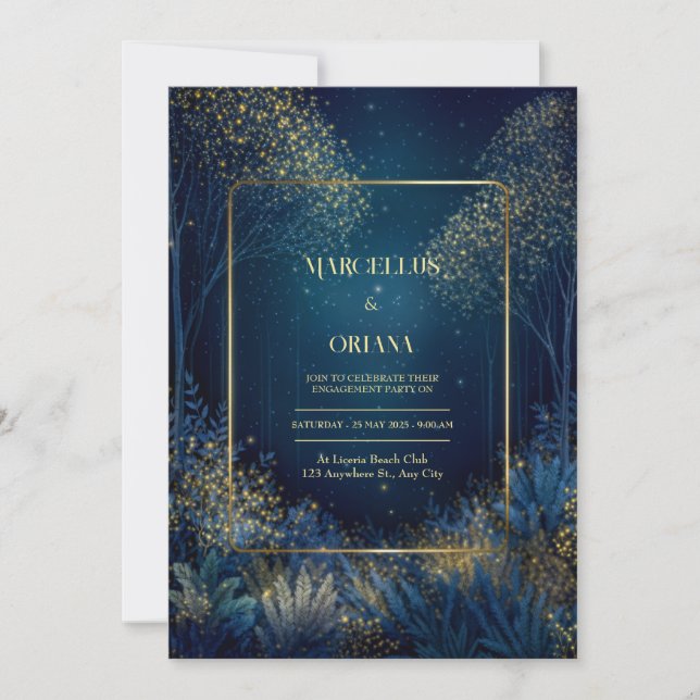 Enchanted Midnight Forest Wedding Invitation (Front)