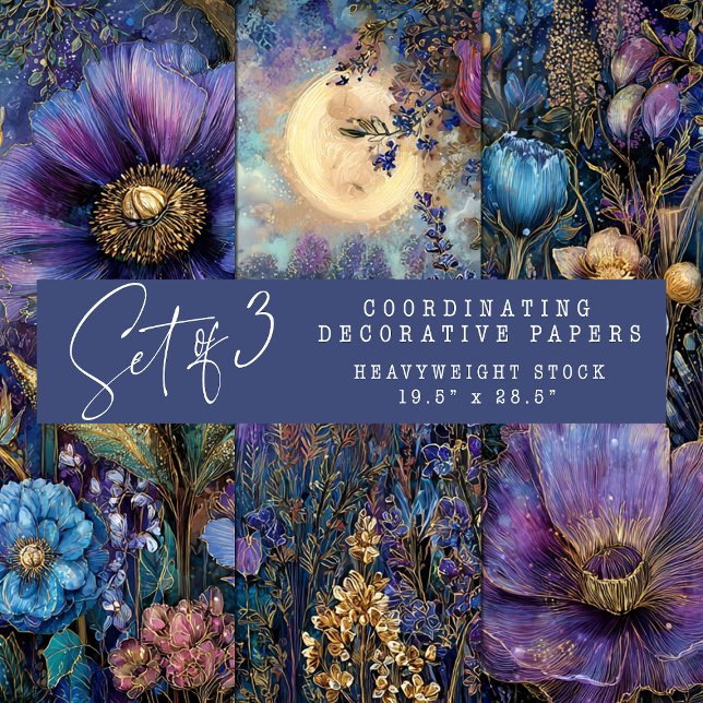 ENCHANTED MIDNIGHT GARDEN DECORATIVE PAPER SET (ENCHANTED MIDNIGHT GARDEN DECORATIVE PAPER SET)
