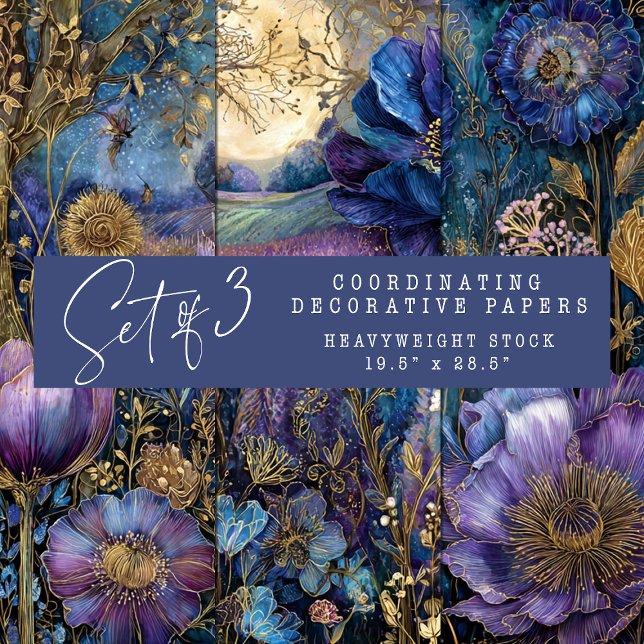 ENCHANTED MIDNIGHT GARDEN DECORATIVE PAPER SET (ENCHANTED MIDNIGHT GARDEN DECORATIVE PAPER SET)
