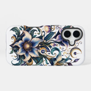 Enchanted Midnight Garden: Luminous Blue and Gold iPhone 16 Case