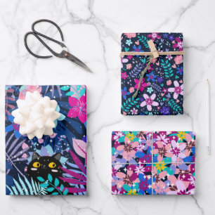 Enchanted Midnight Summer Botanical Garden Wrapping Paper Sheet
