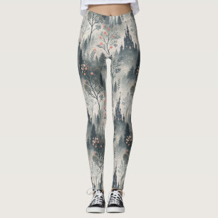 Enchanted Misty Forest with Dark Castle – Ethereal Leggings