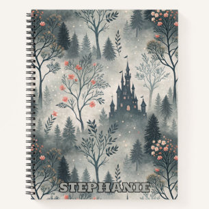 Enchanted Misty Forest with Dark Castle – Ethereal Notebook