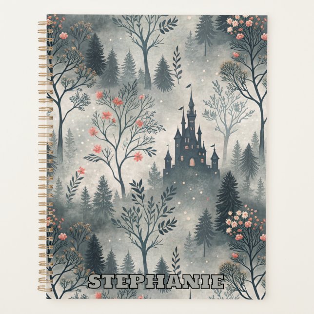 Enchanted Misty Forest with Dark Castle – Ethereal Planner (Front)