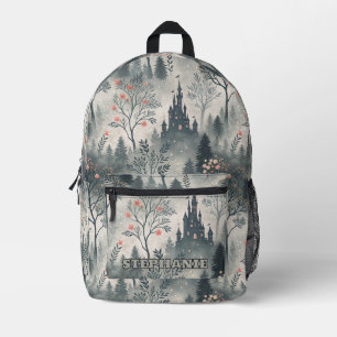 Enchanted Misty Forest with Dark Castle – Ethereal Printed Backpack