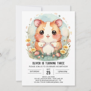 Enchanted Modern Hamster Birthday Invitation
